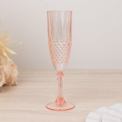 Raise A Toast With Transparent Blush Crystal Cut Plastic Champagne Glasses