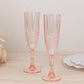 6 Pack Transparent Blush Crystal Cut Reusable Plastic Wedding Flute Glasses, 8oz Shatterproof Champagne Toast Glasses