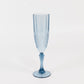 6 Pack Dusty Blue Crystal Cut Reusable Plastic Wedding Flute Glasses, 8oz Shatterproof Champagne Toast Glasses