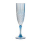 6 Pack Dusty Blue Crystal Cut Reusable Plastic Wedding Flute Glasses, 8oz Shatterproof Champagne Toast Glasses