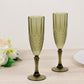 6-Pack Plastic Wedding Toast Flutes Dusty Sage Green Transparent Crystal Cut Style - Reusable Champagne Glasses 8oz