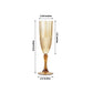 6 Pack | 8oz Amber Gold  Crystal Cut Reusable Plastic Wedding Flute Glasses, Shatterproof Champagne Toast Glasses