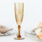 6 Pack | 8oz Amber Gold  Crystal Cut Reusable Plastic Wedding Flute Glasses, Shatterproof Champagne Toast Glasses
