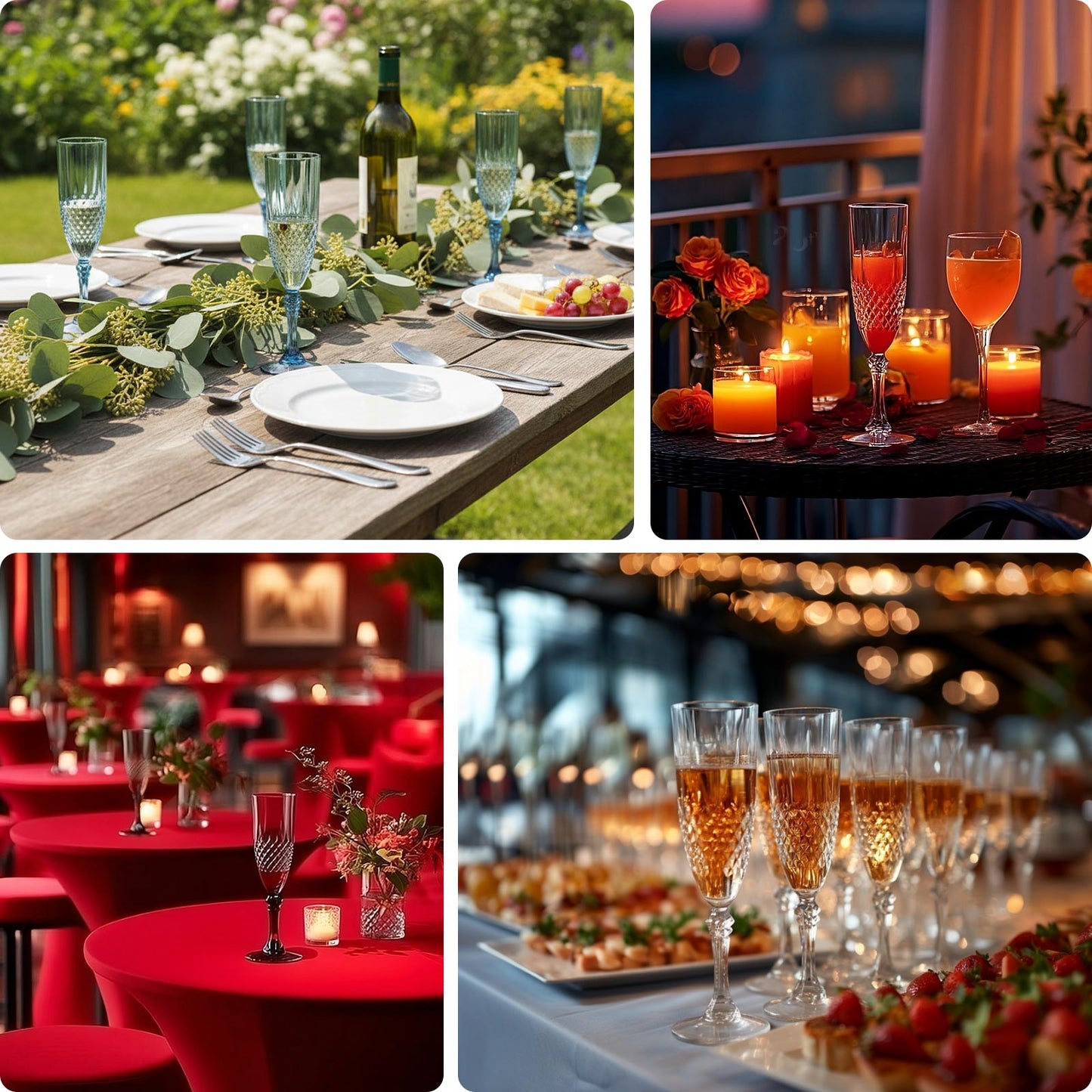 6 Pack | 8oz Crystal Cut Reusable Plastic Wedding Flute Glasses, Shatterproof Champagne Toast Glasses