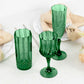 6 Pack 8oz Hunter Emerald Green Crystal Cut Reusable Plastic Wedding Flute Glasses, Shatterproof Champagne Toast Glasses