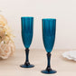 6 Pack Navy Blue Crystal Cut Reusable Plastic Wedding Flute Glasses, 8oz Shatterproof Champagne Toast Glasses