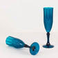 6 Pack Navy Blue Crystal Cut Reusable Plastic Wedding Flute Glasses, 8oz Shatterproof Champagne Toast Glasses
