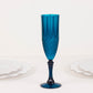 6 Pack Navy Blue Crystal Cut Reusable Plastic Wedding Flute Glasses, 8oz Shatterproof Champagne Toast Glasses