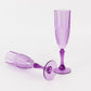 6 Pack Purple Crystal Cut Reusable Plastic Wedding Flute Glasses, 8oz Shatterproof Champagne Toast Glasses