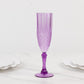 6 Pack Purple Crystal Cut Reusable Plastic Wedding Flute Glasses, 8oz Shatterproof Champagne Toast Glasses