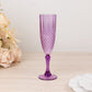 6 Pack Purple Crystal Cut Reusable Plastic Wedding Flute Glasses, 8oz Shatterproof Champagne Toast Glasses