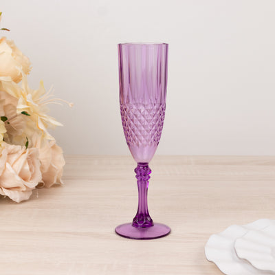 Raise A Toast With Purple Crystal Cut Plastic Champagne Glasses