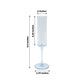 Transparent dusty blue reusable plastic champagne flute glass, 9.5" tall.