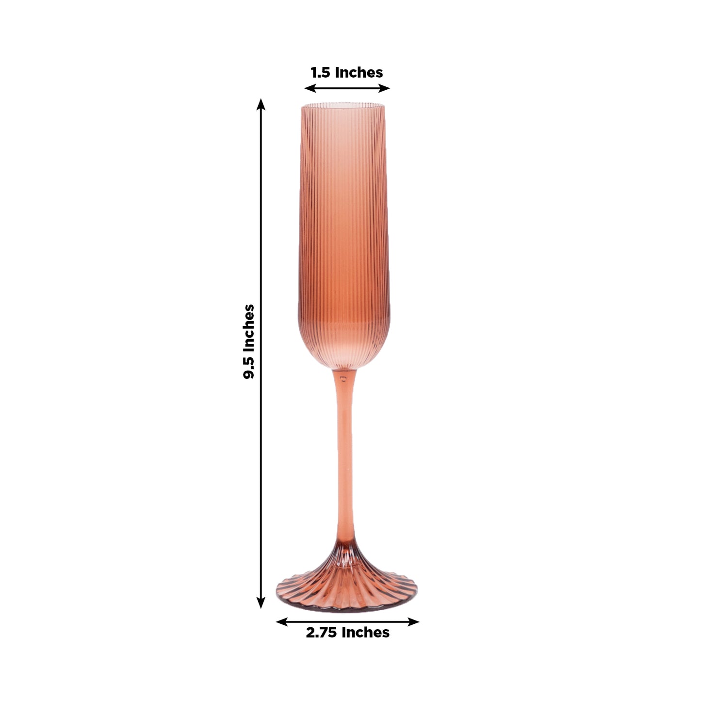 12 Pack 4oz Vintage Ribbed Champagne Flutes Transparent Dusty Rose – Disposable Plastic Toasting Gla