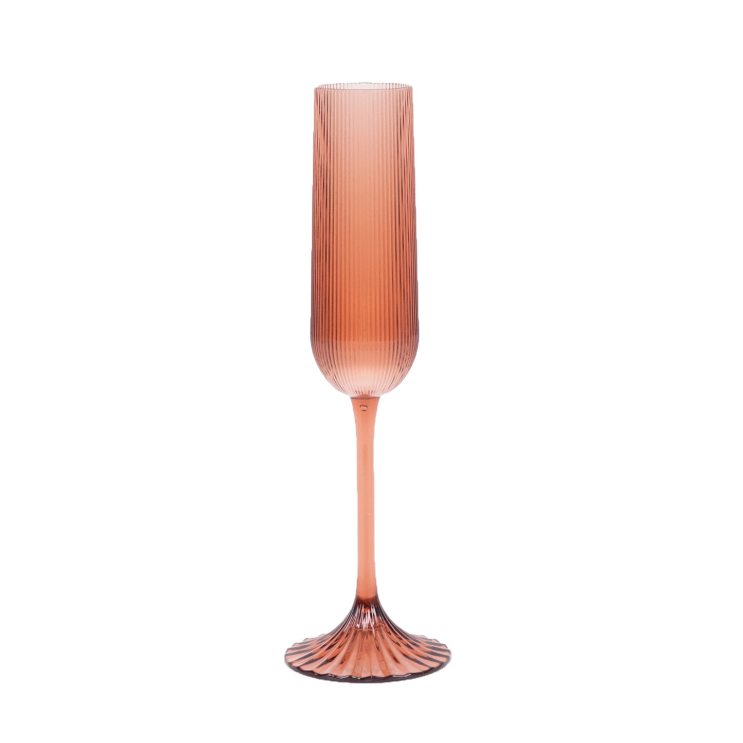 12 Pack 4oz Vintage Ribbed Champagne Flutes Transparent Dusty Rose – Disposable Plastic Toasting Gla