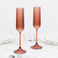 12 Pack 4oz Vintage Ribbed Champagne Flutes Transparent Dusty Rose – Disposable Plastic Toasting Gla