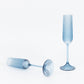 12 Pack 4oz Vintage Ribbed Champagne Flutes Transparent Dusty Blue – Disposable Plastic Toasting Gla