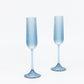 12 Pack 4oz Vintage Ribbed Champagne Flutes Transparent Dusty Blue – Disposable Plastic Toasting Gla