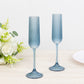 12 Pack 4oz Vintage Ribbed Champagne Flutes Transparent Dusty Blue – Disposable Plastic Toasting Gla