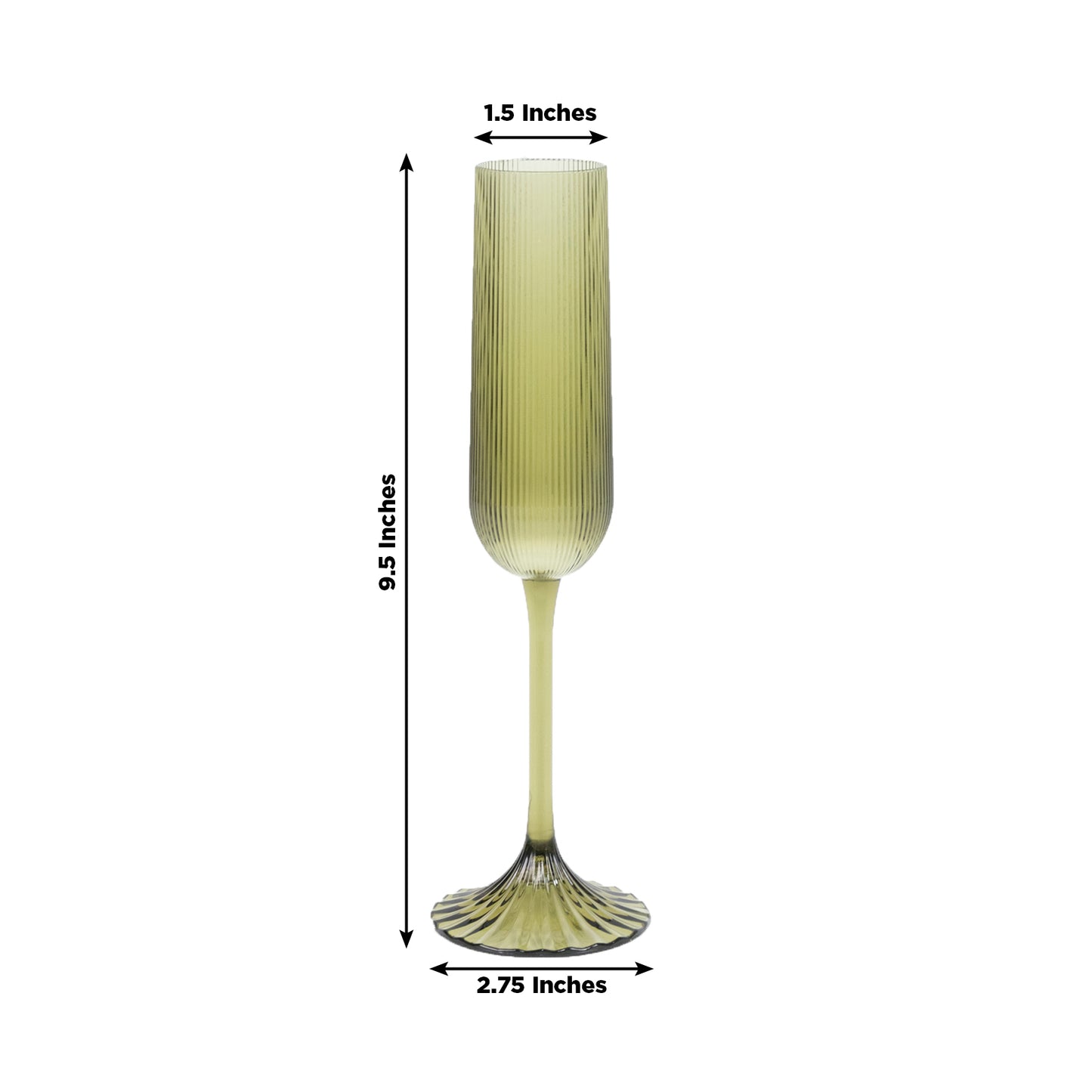 12 Pack 4oz Vintage Ribbed Champagne Flutes Transparent Dusty Sage Green – Disposable Plastic Toasti
