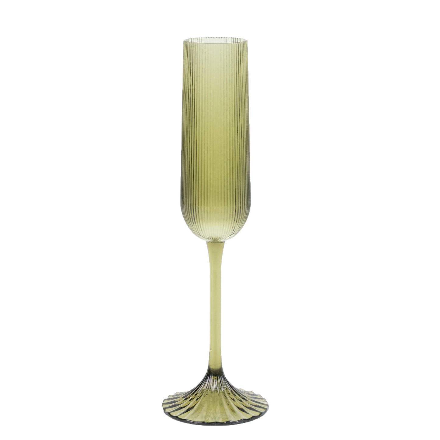 12 Pack 4oz Vintage Ribbed Champagne Flutes Transparent Dusty Sage Green – Disposable Plastic Toasti