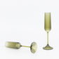 12 Pack 4oz Vintage Ribbed Champagne Flutes Transparent Dusty Sage Green – Disposable Plastic Toasti