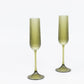 12 Pack 4oz Vintage Ribbed Champagne Flutes Transparent Dusty Sage Green – Disposable Plastic Toasti