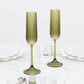 12 Pack 4oz Vintage Ribbed Champagne Flutes Transparent Dusty Sage Green – Disposable Plastic Toasti