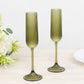 12 Pack 4oz Vintage Ribbed Champagne Flutes Transparent Dusty Sage Green – Disposable Plastic Toasti