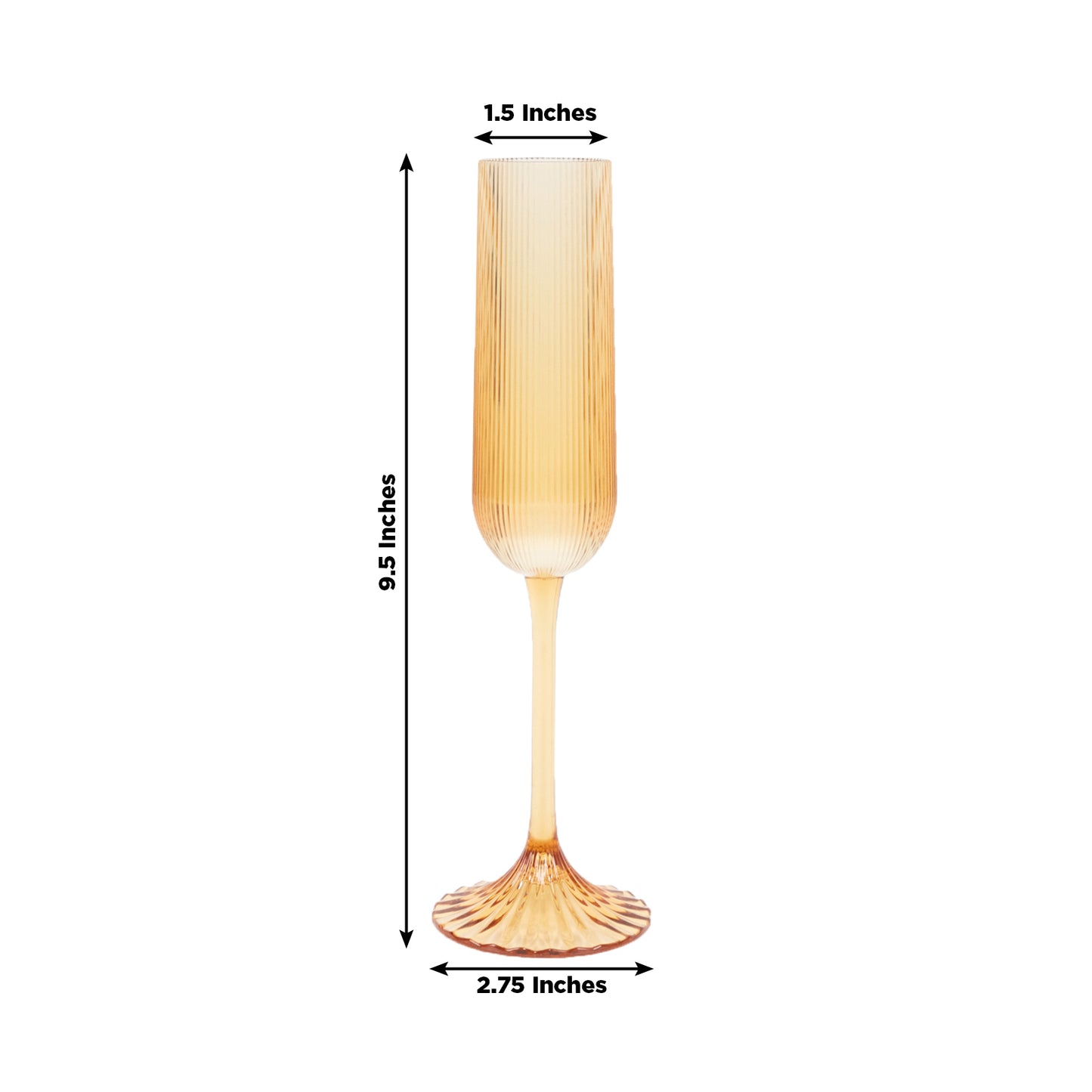 12 Pack 4oz Vintage Ribbed Champagne Flutes Amber Gold – Disposable Plastic Toasting Glasses
