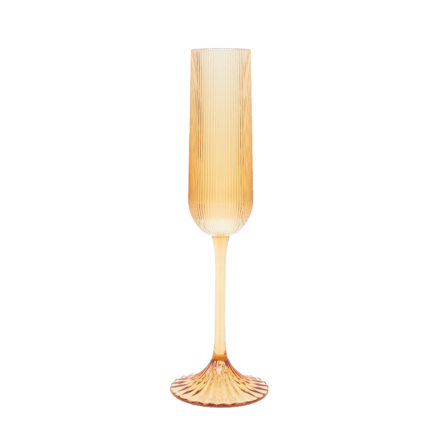 12 Pack 4oz Vintage Ribbed Champagne Flutes Amber Gold – Disposable Plastic Toasting Glasses