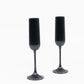 12 Pack 4oz Vintage Ribbed Champagne Flutes Black – Disposable Plastic Toasting Glasses