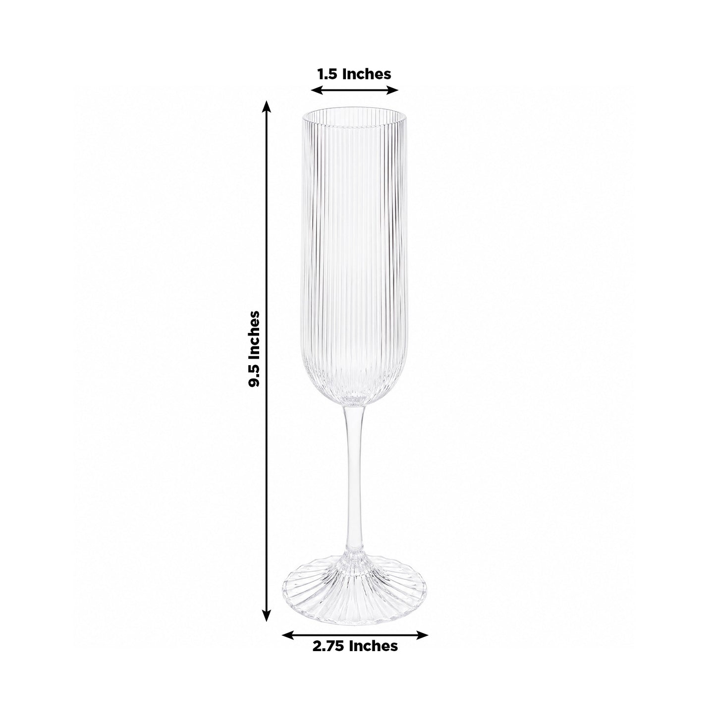 12 Pack 4oz Vintage Ribbed Champagne Flutes Clear – Disposable Plastic Toasting Glasses