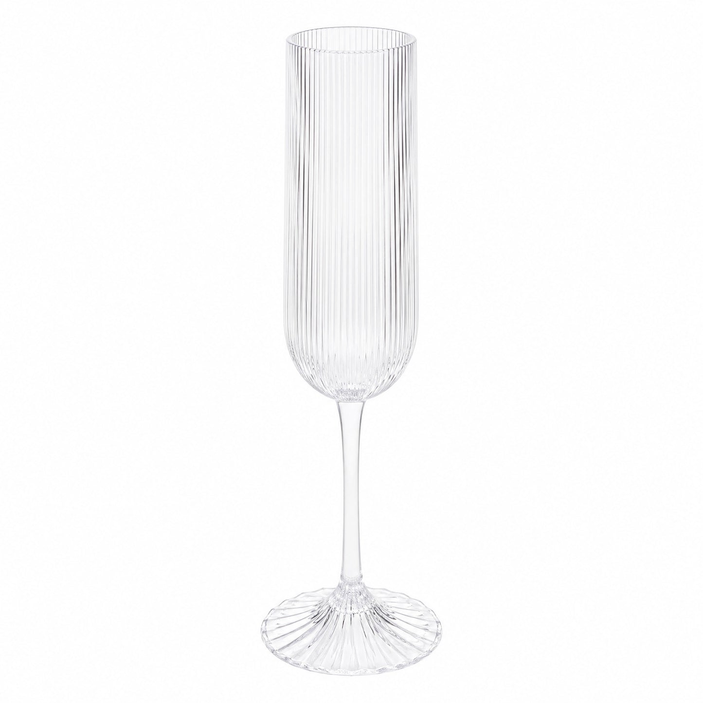12 Pack 4oz Vintage Ribbed Champagne Flutes Clear – Disposable Plastic Toasting Glasses