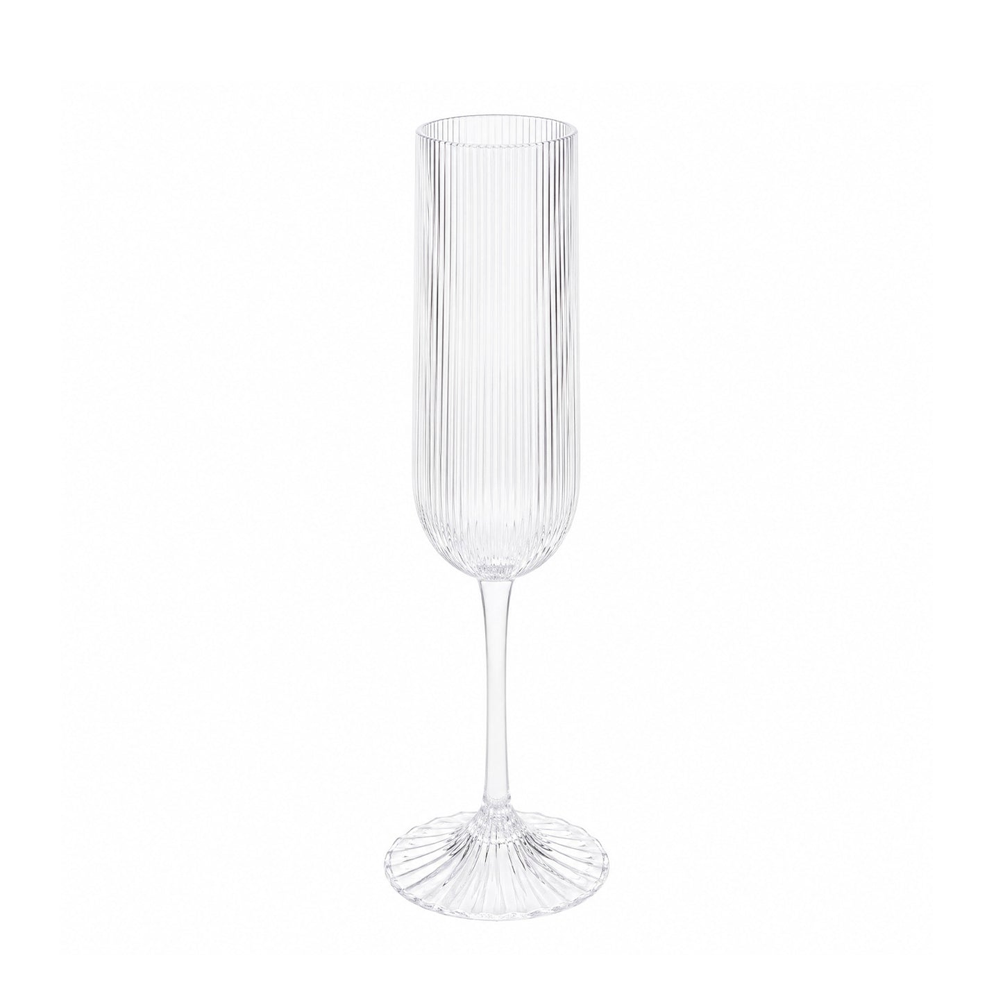 12 Pack 4oz Vintage Ribbed Champagne Flutes Clear – Disposable Plastic Toasting Glasses