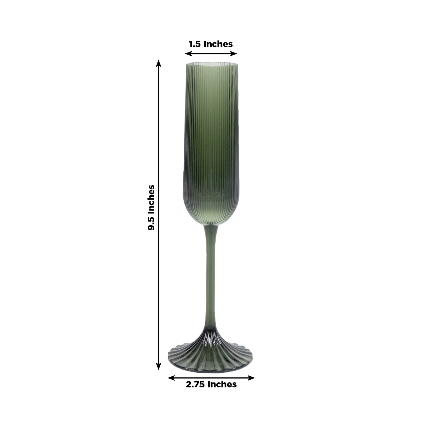 12 Pack 4oz Vintage Ribbed Champagne Flutes Hunter Emerald Green – Disposable Plastic Toasting Glass