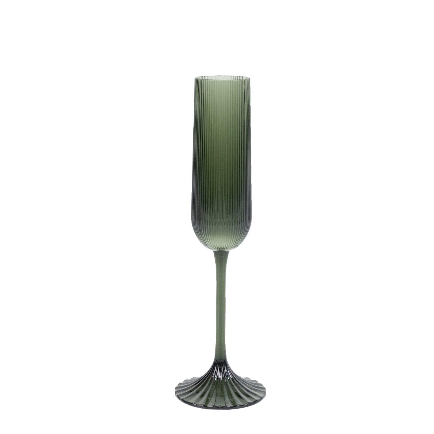 12 Pack 4oz Vintage Ribbed Champagne Flutes Hunter Emerald Green – Disposable Plastic Toasting Glass