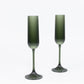 12 Pack 4oz Vintage Ribbed Champagne Flutes Hunter Emerald Green – Disposable Plastic Toasting Glass