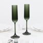 12 Pack 4oz Vintage Ribbed Champagne Flutes Hunter Emerald Green – Disposable Plastic Toasting Glass