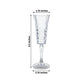 Clear shatterproof plastic champagne flutes with embossed leaf pattern.