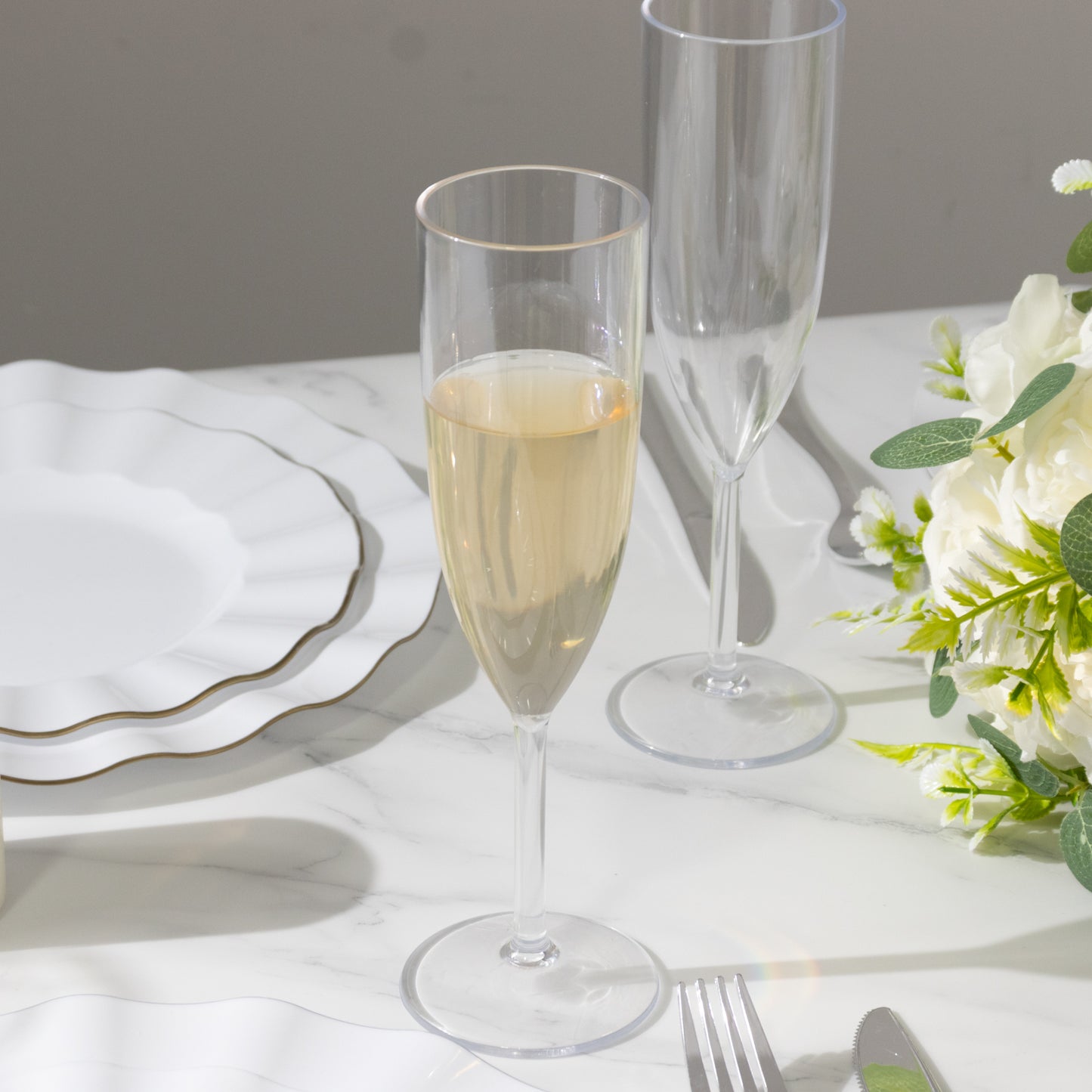 Shatterproof Champagne Flutes – 12 Reusable 6oz Clear Plastic Toasting Glasses for Celebrations & Special Occasions