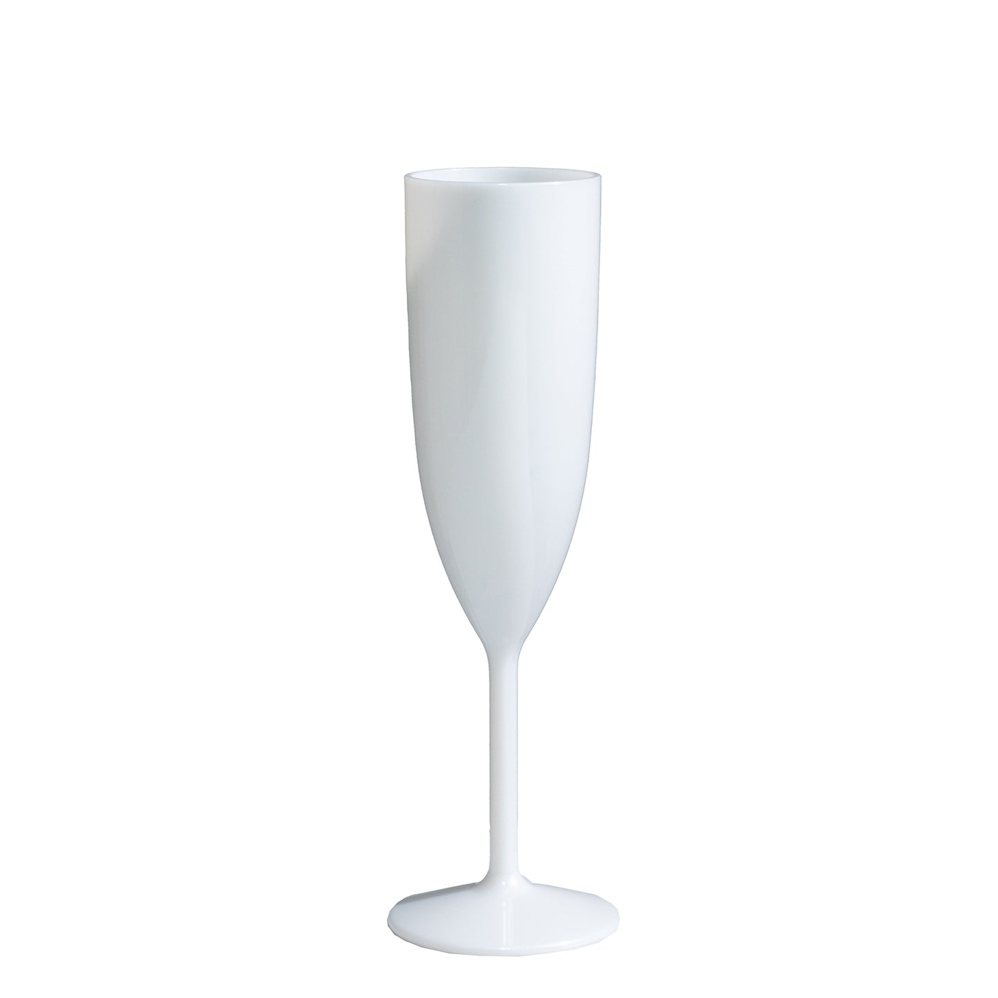 Shatterproof pearl white champagne flute for celebrations and special occasions.