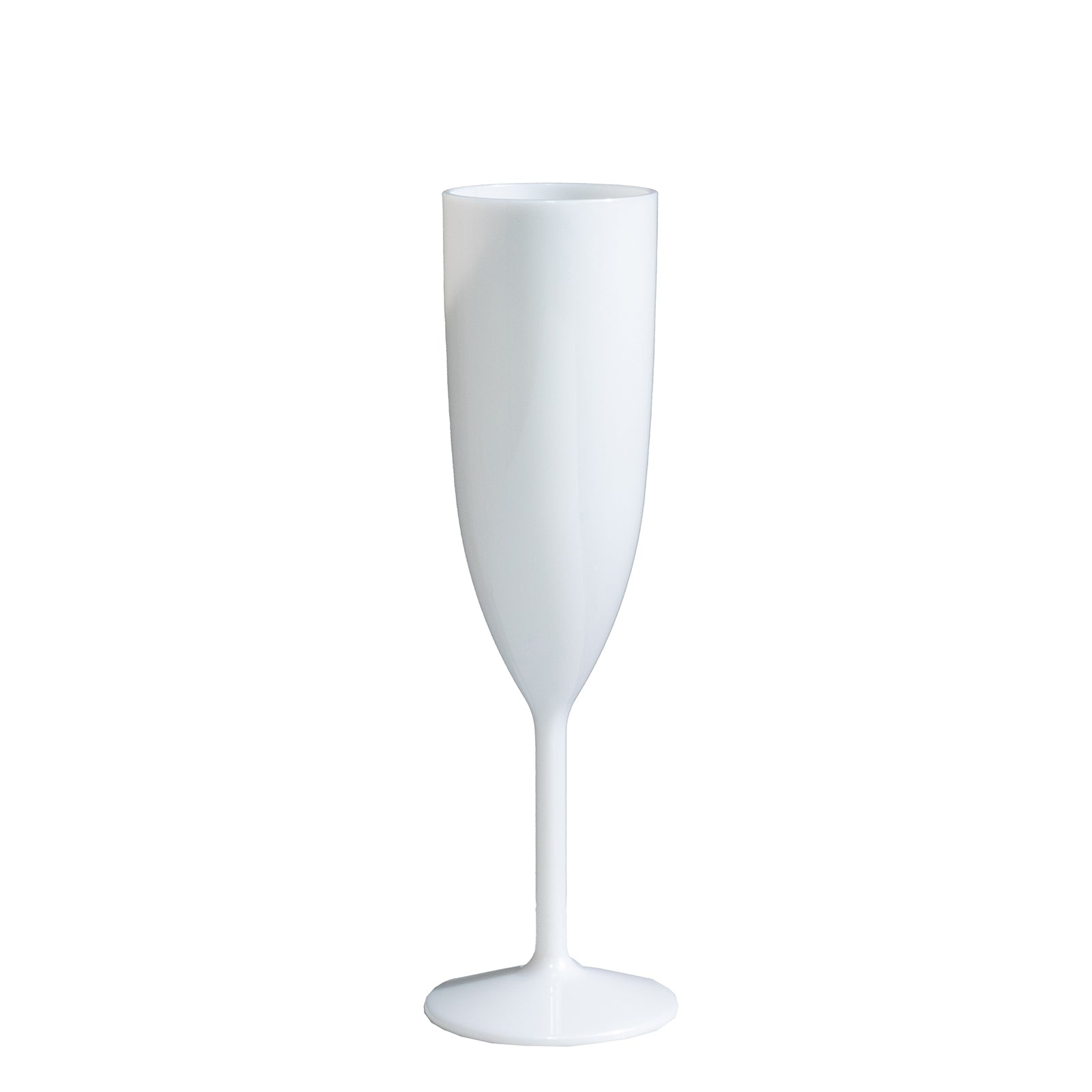 Shatterproof pearl white champagne flute for celebrations and special occasions.