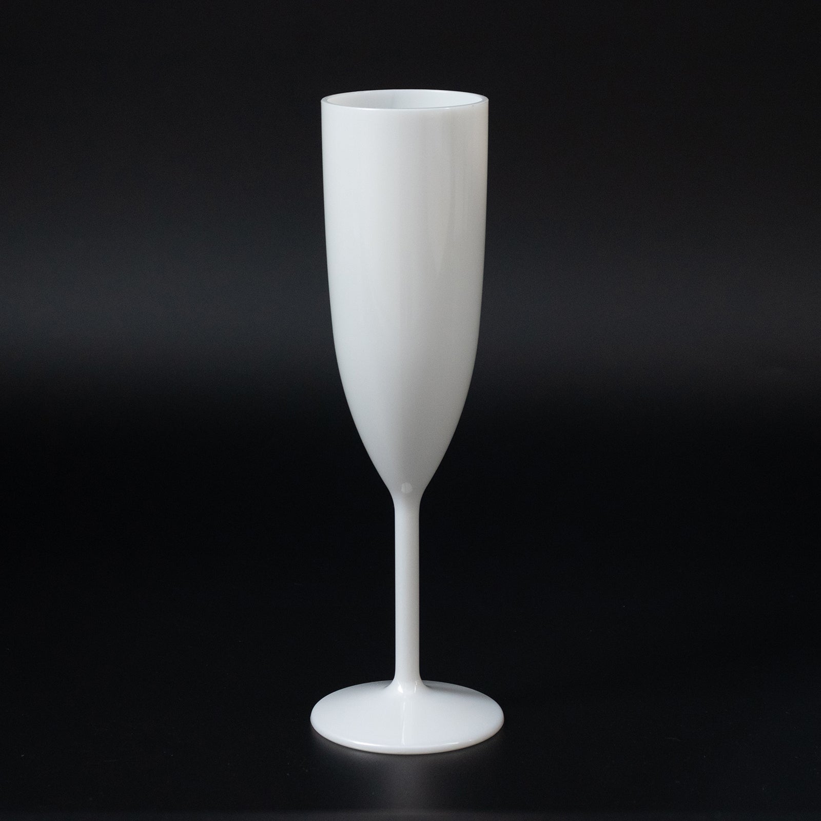Pearl white shatterproof champagne flute for celebrations.