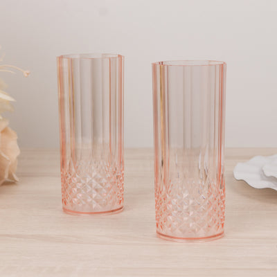 Shatterproof Transparent Blush Crystal Cut Highball Glasses