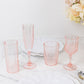 6 Pack 14oz Transparent Blush Crystal Cut Reusable Plastic Cocktail Tumbler Cups, Shatterproof Tall Highball Drink Glasses