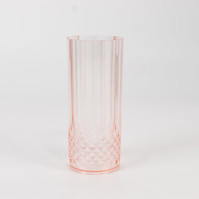 Transparent Blush Crystal Cut Reusable Plastic Highball Glasses