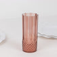 6 Pack 14oz Dusty Rose Crystal Cut Reusable Plastic Cocktail Tumbler Cups, Shatterproof Tall Highball Drink Glasses