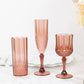 6 Pack 14oz Dusty Rose Crystal Cut Reusable Plastic Cocktail Tumbler Cups, Shatterproof Tall Highball Drink Glasses