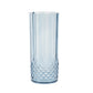 6 Pack 14oz Dusty Blue Crystal Cut Reusable Plastic Cocktail Tumbler Cups, Shatterproof Tall Highball Drink Glasses